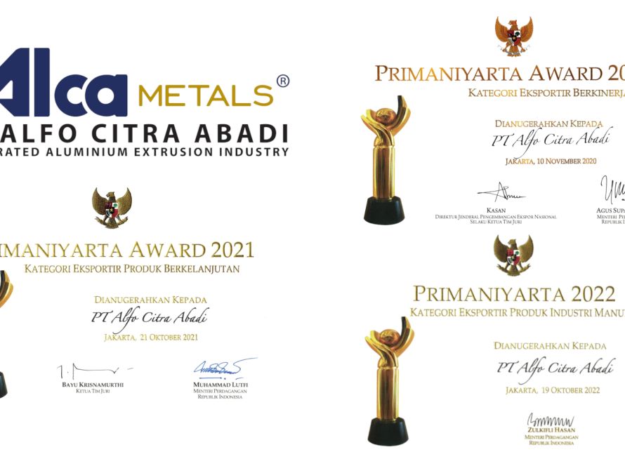 Aluminium Extrusion ALCA METALS Factory Award Certificate
